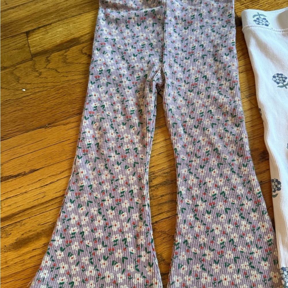 Zara Ribbed Pants with Floral Design